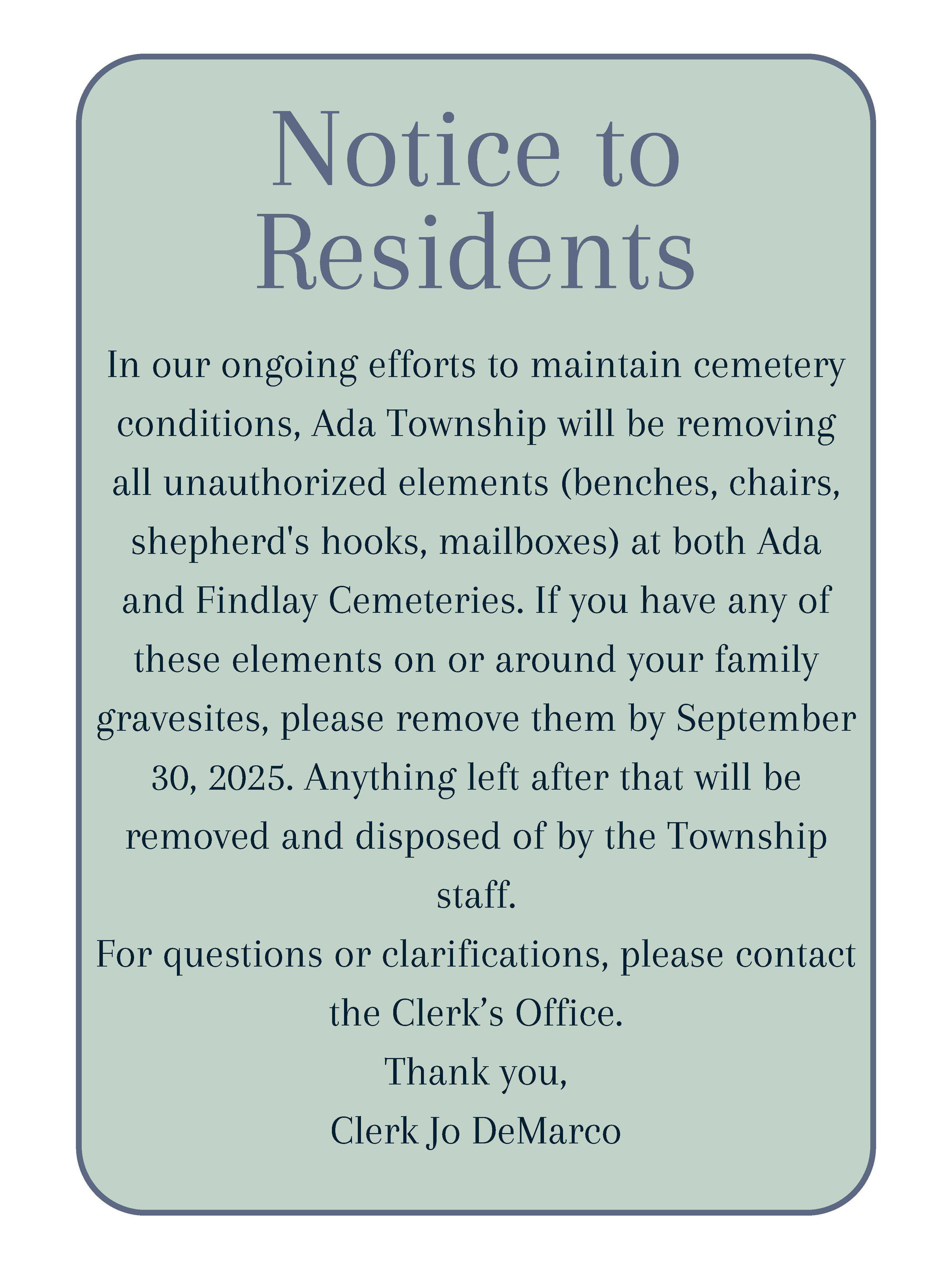 Cemetery Notice